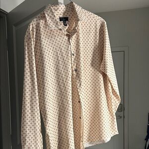 Alfani Men's Beige Geometric Button Down Shirt
